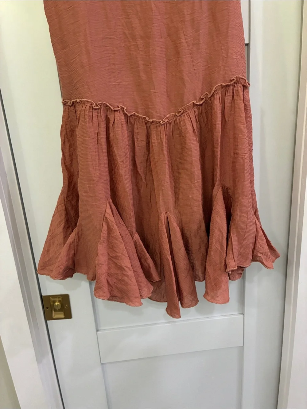 Bluivy Rust Ruffle Mini Dress S - Picture 2 of 6
